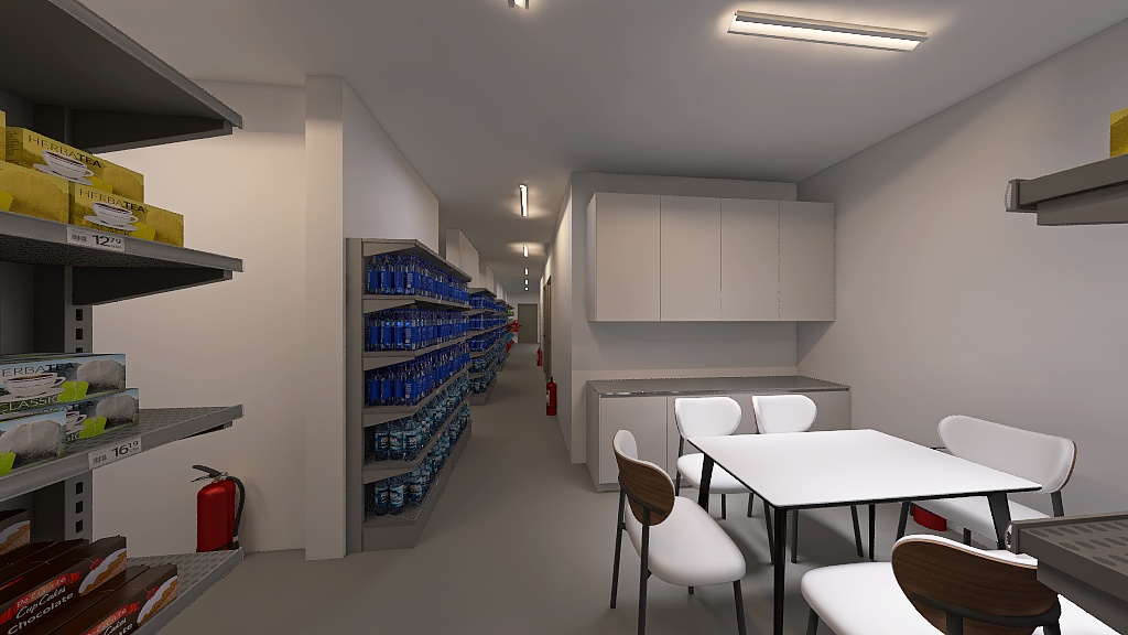 Strefa dzienna i magazynowa w schronie dla 20 osób i 2 osób z obsługi